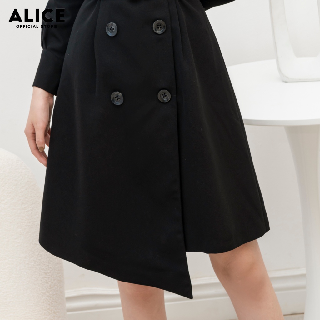 Váy Dài Tay Công Sở Màu Đen ALICE Thiết Kế Trẻ Trung Kèm Belt, Chất Liệu Mango Cao Cấp V726 | BigBuy360 - bigbuy360.vn