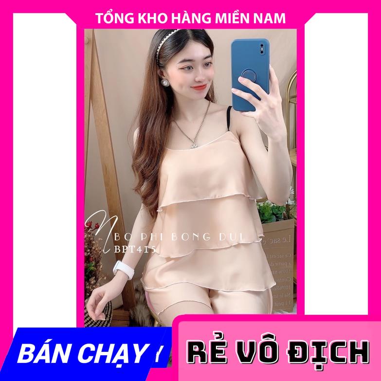 Đồ bộ phi bóng dây phối tầng xinh xắn BPT415⚡Ảnh thật⚡ Đồ bộ nữ ⚡ Đồ bộ mặc nhà