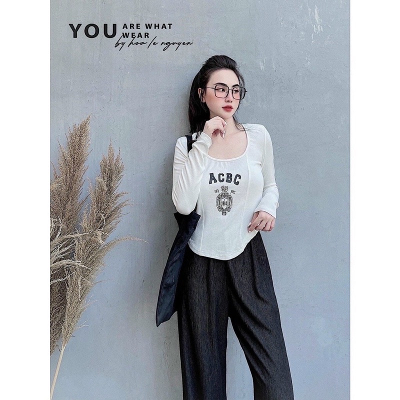 Áo thun cổ vuông body dài tay ACBC