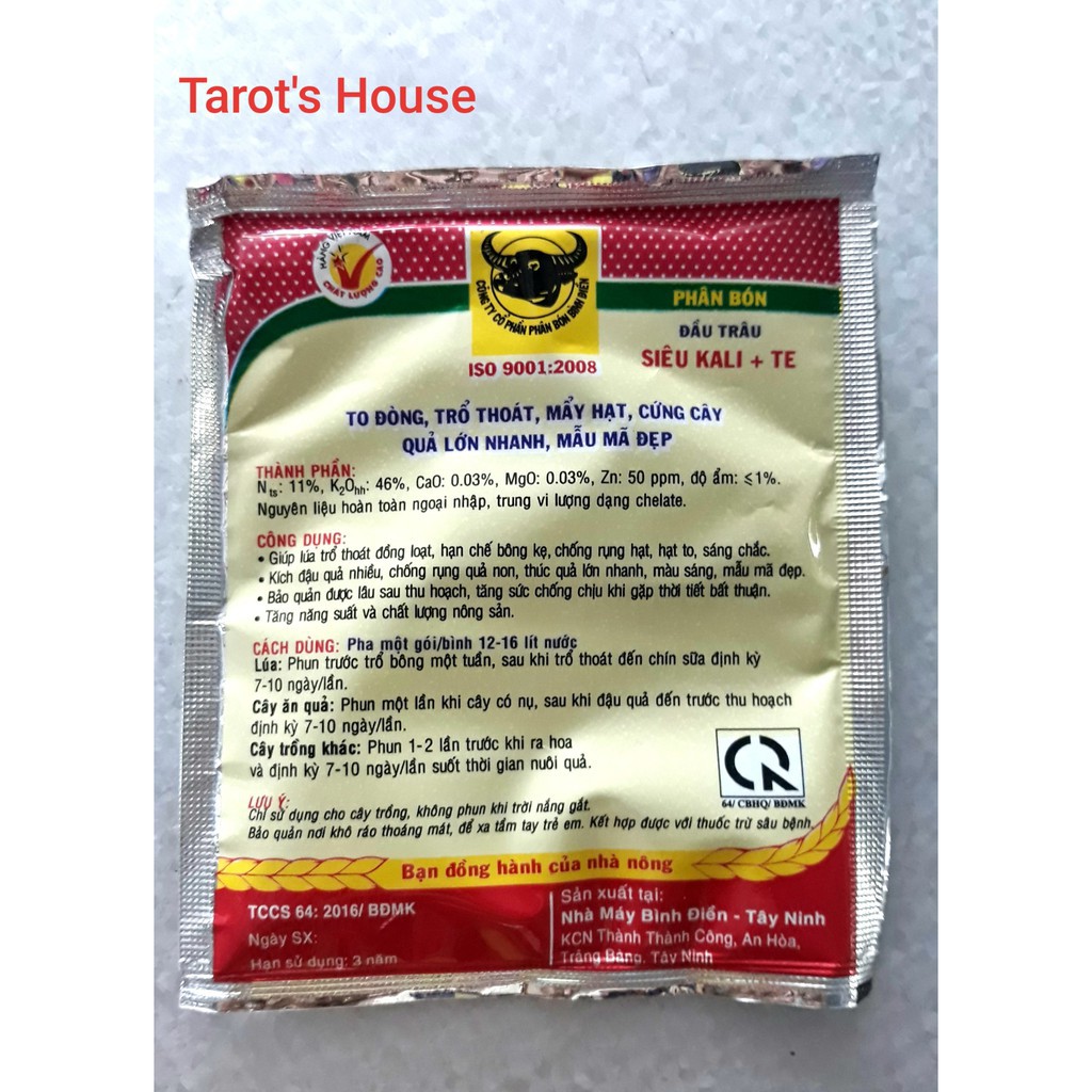 Phân bón lá Đầu Trâu siêu Kali+TE (Gói 25gr) - lớn trái, tăng độ ngọt