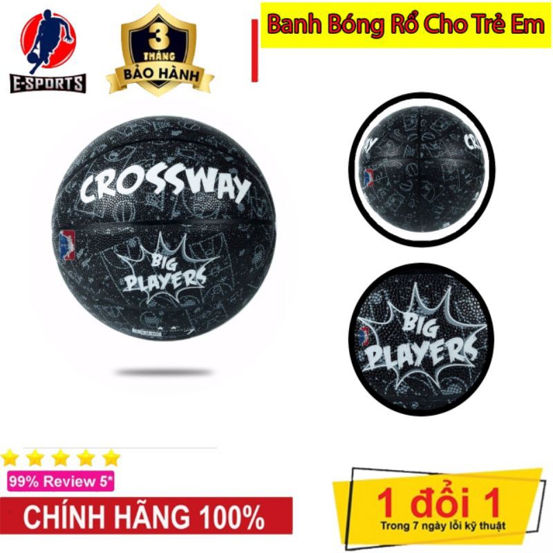 Bóng rổ da trẻ em Crossway - Bóng rổ da size 5 - Tặng bơm, balo rút, kim bơm, túi lưới SIÊU HOT