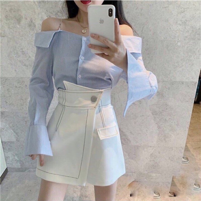 Quần giả váy quần chân váy cạp chéo viền chỉ nổi phong cách Hàn Quốc Hura CVCC01 | BigBuy360 - bigbuy360.vn