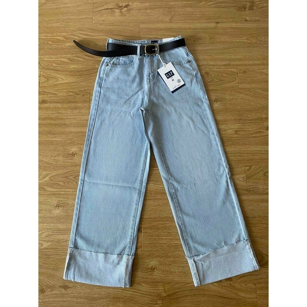 QUẦN JEANS NỮ SUÔNG LẬT LẠI CHẤT COTTON KHÔNG CO GIÃN HAI MÀU ĐẸP