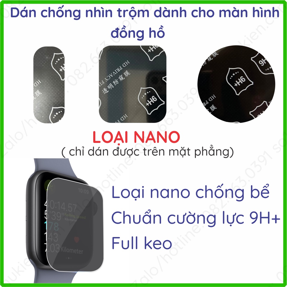 Dán chống nhìn trộm dành cho màn hình đồng hồ loại nano chống bể và ppf chống trầy