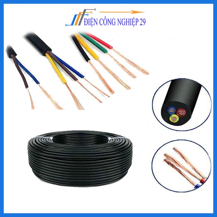 Dây điện đen tròn 0.3mm 2 lõi 3 lõi 4 lõi chất liệu dây đồng 100% loại tốt (1 mét)