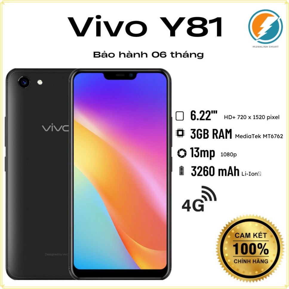 [Giá Hủy Diệt ] Điện thoại Vivo Y81 Bộ nhớ 4/64G mới Chính Hãng - Chơi game mượt zalo/fb tiktok cực êm MSP 021
