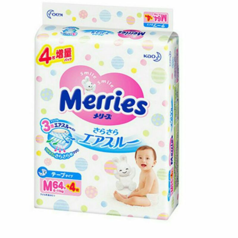 Jumbo cộng miếngtã dán quần merries m76 l64 xl50 xxl32 nb90+6 s82+6 m64+4 - ảnh sản phẩm 6