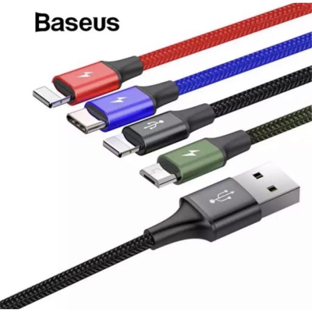 Cáp sạc Baseus và truyền dữ liệu tốc độ cao 4 cổng sạc Baseus Rapid Series 4 in 1 Cable (type-c,micro,2 x chân L )