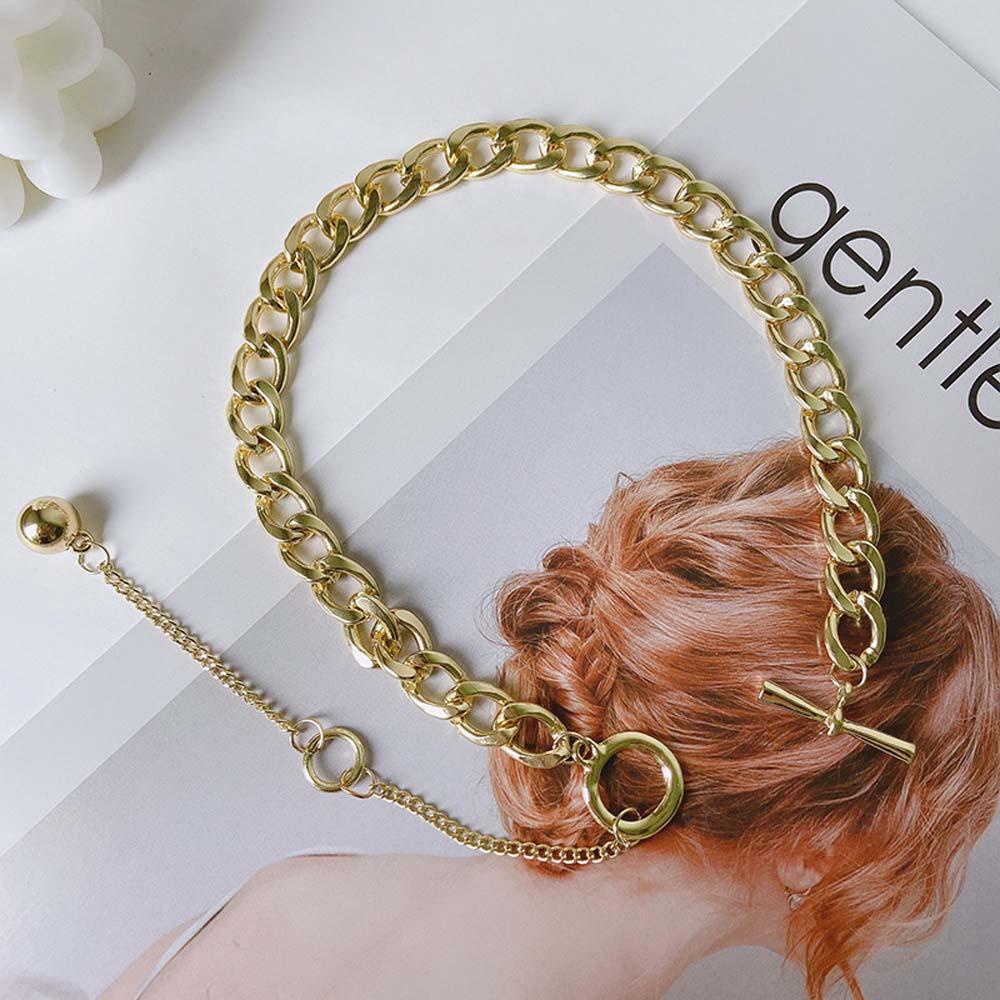 Needway Vòng Cổ Choker OT Khóa Quả Bóng Kim Loại Tua Rua Dày Đơn Giản Cổ Điển Cho Nữ