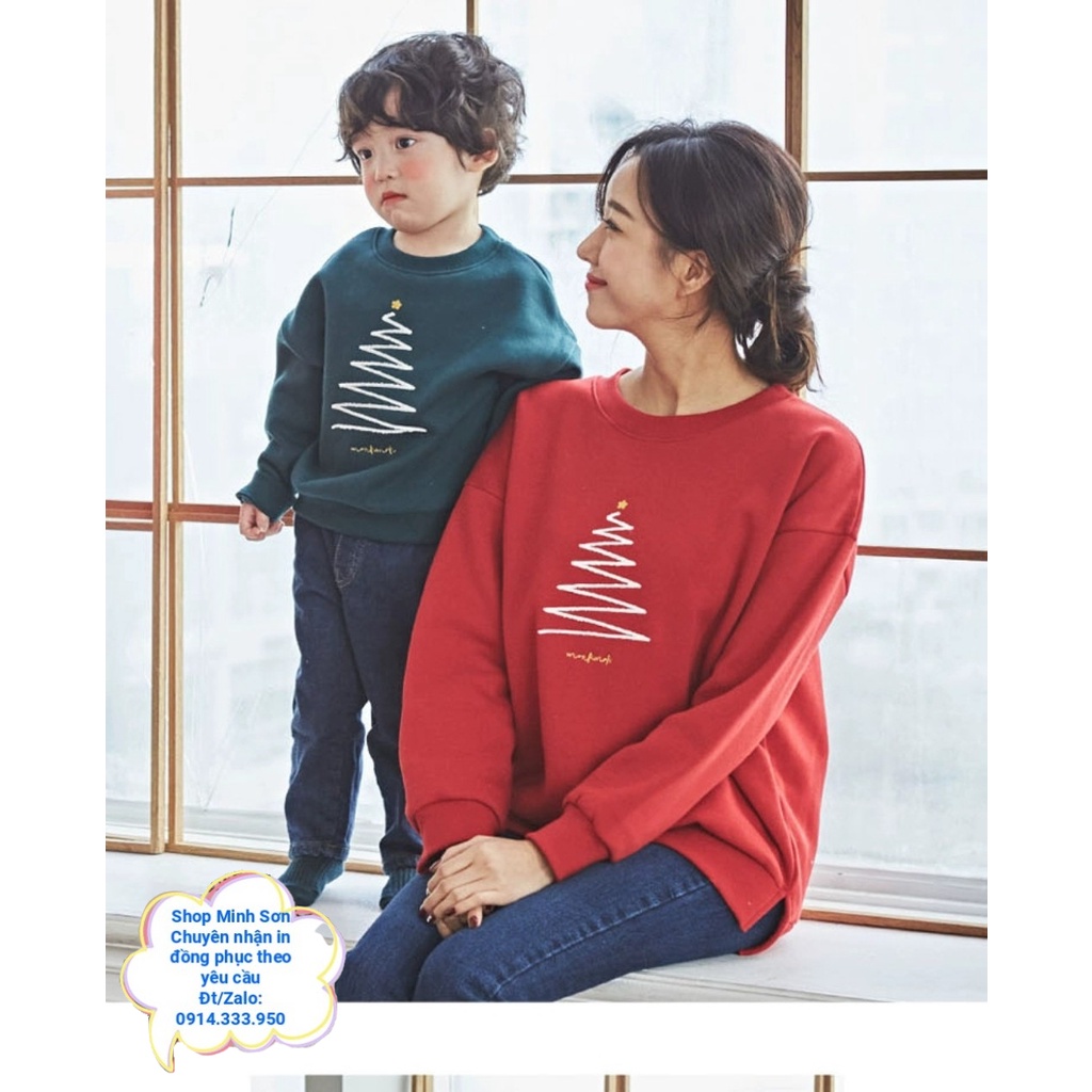 ÁO NỈ BÔNG SWEATER CÂY THÔNG NOEL, ÁO NỈ ĐÔI  LOẠI 1 ĐỦ MÀU ĐỦ SIZE