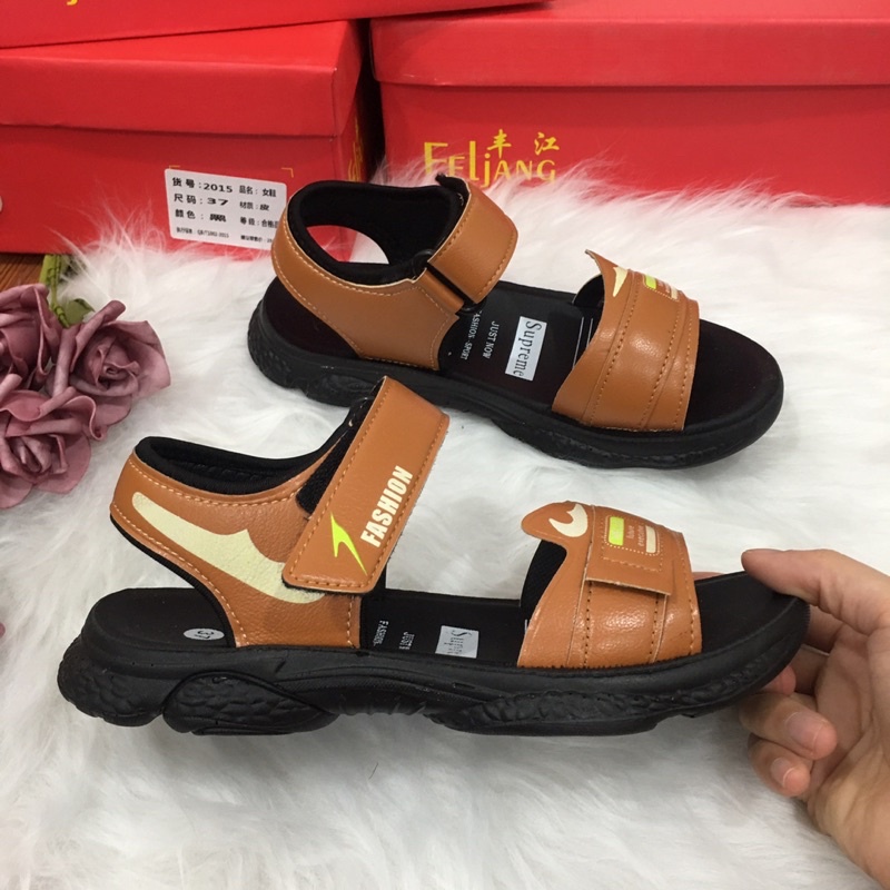 [MÃ SDF888 GIẢM 10% ĐƠN 99K]Sandal xăng đan quai da mềm chống trơn trượt cho bé trai bé gái từ 6 đến 16 tuổi