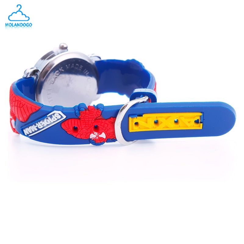 Đồng hồ đeo tay mặt analog quartz làm từ da cao su phong cách spiderman màu xanh dương đỏ thời trang cho bé trai