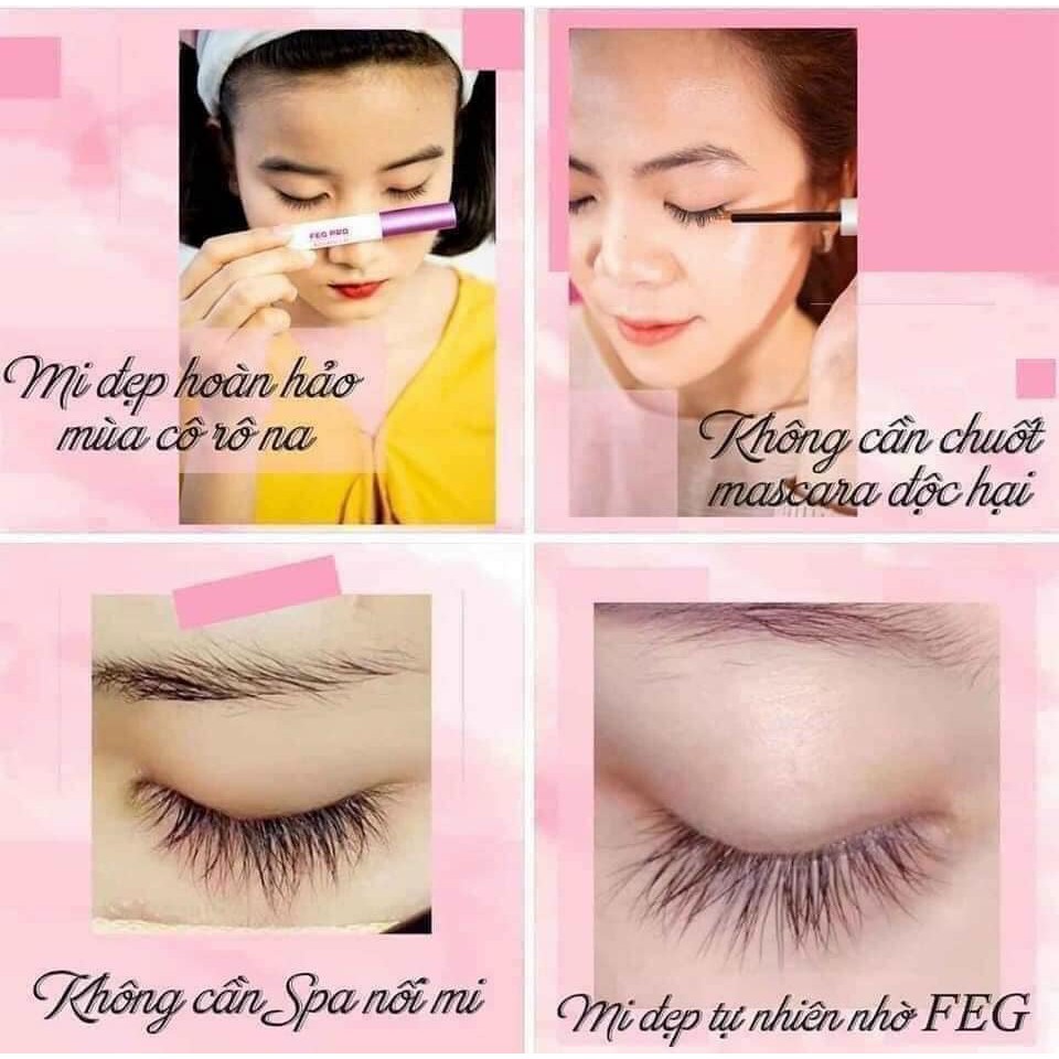 Combo Dưỡng mi, Dài mi, Dày mi FEG Eyelash Enhancer FEG Pro Advanced 3ml cho mì dài khỏe ngăn gãy rụng