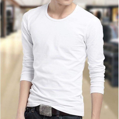 Áo thun nam dài tay cổ tròn mặc thu đông, giữ nhiệt, chất cotton co giãn, dáng ôm thời trang