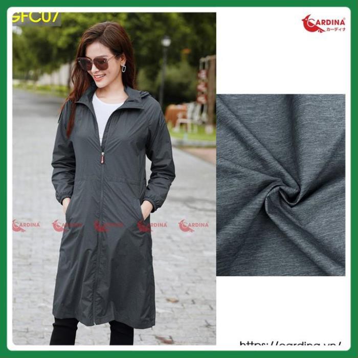 Áo Khoác Nữ, Áo Gió Nữ Vân Xước Dáng Dài 2 Lớp CARDINA Cao Cấp Siêu Phẩm Cản Gió, Chống Thấm Nước, Kèm Đai Thắt