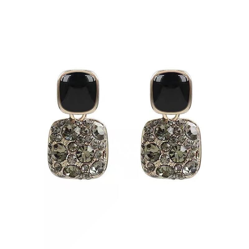 Bông Tai Hình Vuông Đính Đá Phong Cách Hàn Quốc Đơn Giản Thời Trang Cho Nữ