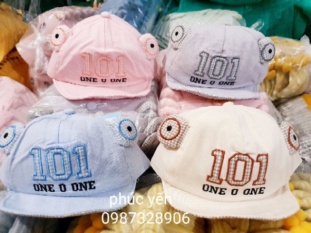 Sale !!! MŨ CÓ TAI IN SỐ 101 CHO BÉ(5M-1.5Y) (1084 )