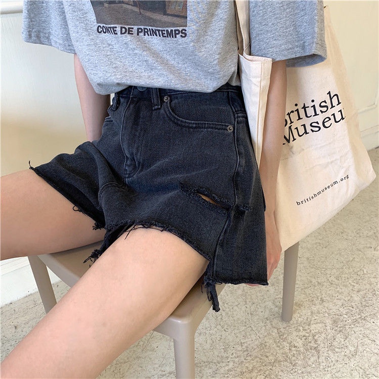 Quần Short Denim Lưng Cao Ống Rộng Thời Trang Mùa Hè Cho Nữ