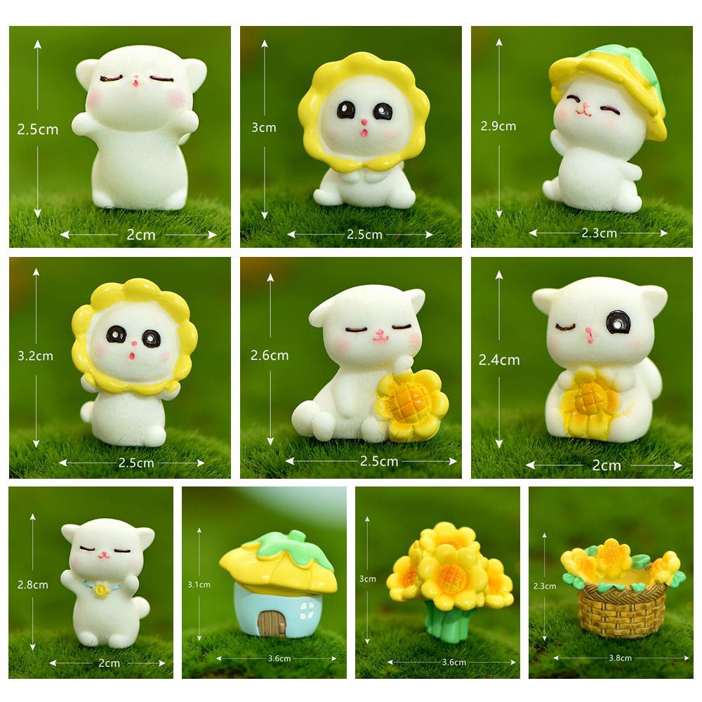 Đồ trang trí Mèo Và Hoa Hướng Dương Mini Dễ Thương Dùng Trang Trí Tiểu Cảnh/ Sân Vườn