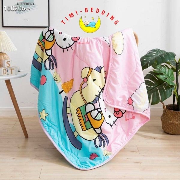 Chăn hè cotton đũi cho bé đi học mềm, thoáng mát kích thước 1x1,4m – Timibedding