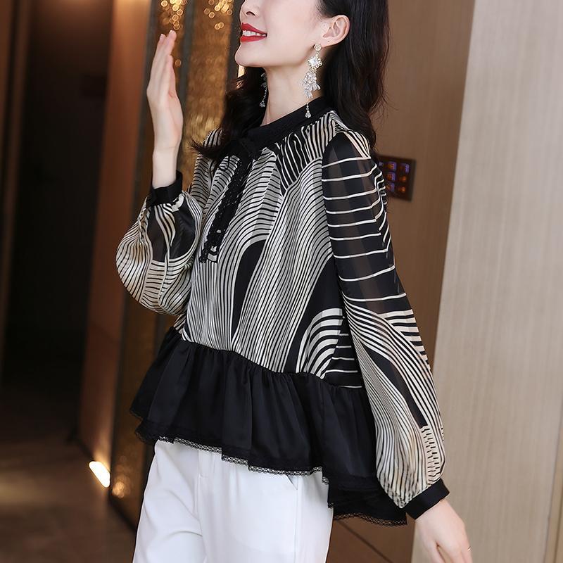 Áo Sơ Mi Voan Dáng Rộng Thời Trang Mùa Thu Phong Cách Phương Tây Dành Cho Nữ