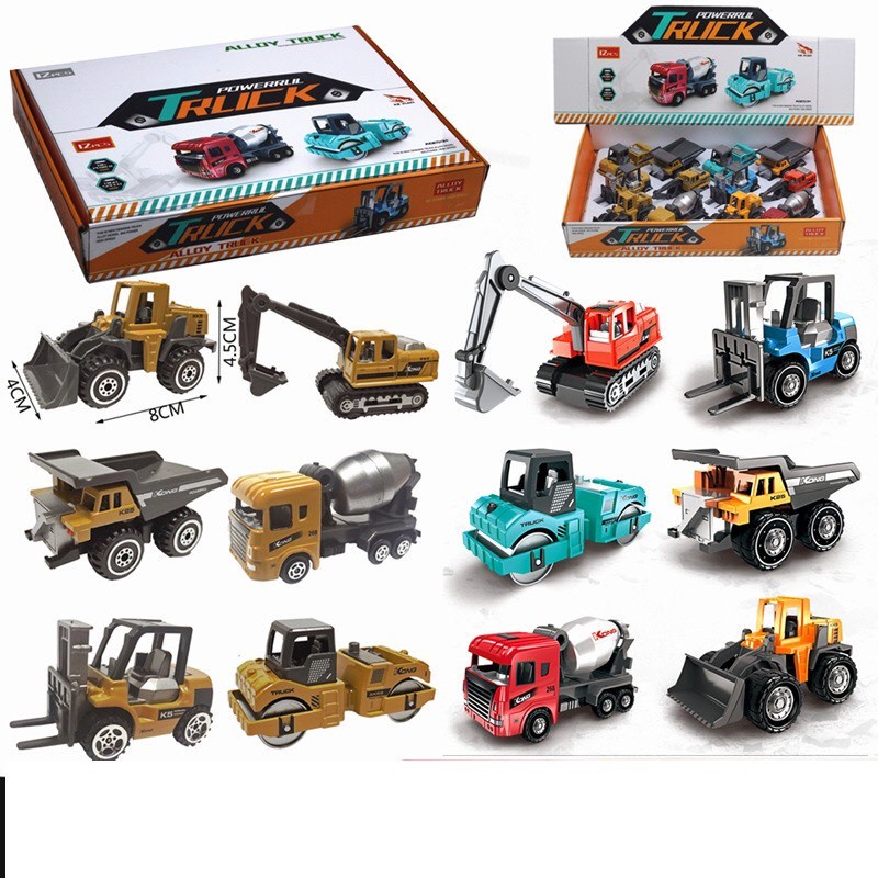 Đồ Chơi Trẻ Em Bộ 12 Xe Công Trình Mini Cho Bé Yêu