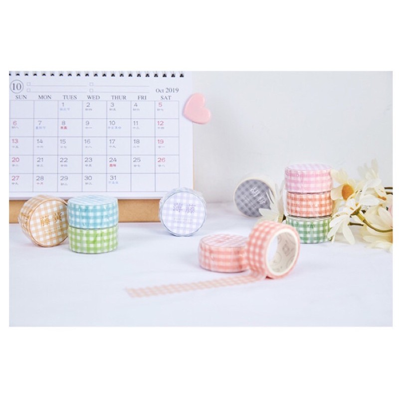 Washi Tape Kẻ Caro Tông Màu Pastel Ngọt Ngào - Ong Mặt Bự