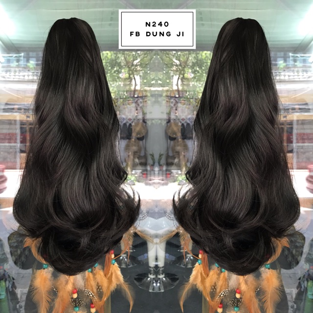 N140 Tóc giả ngoạm đuôi ngựa xoăn 40cm