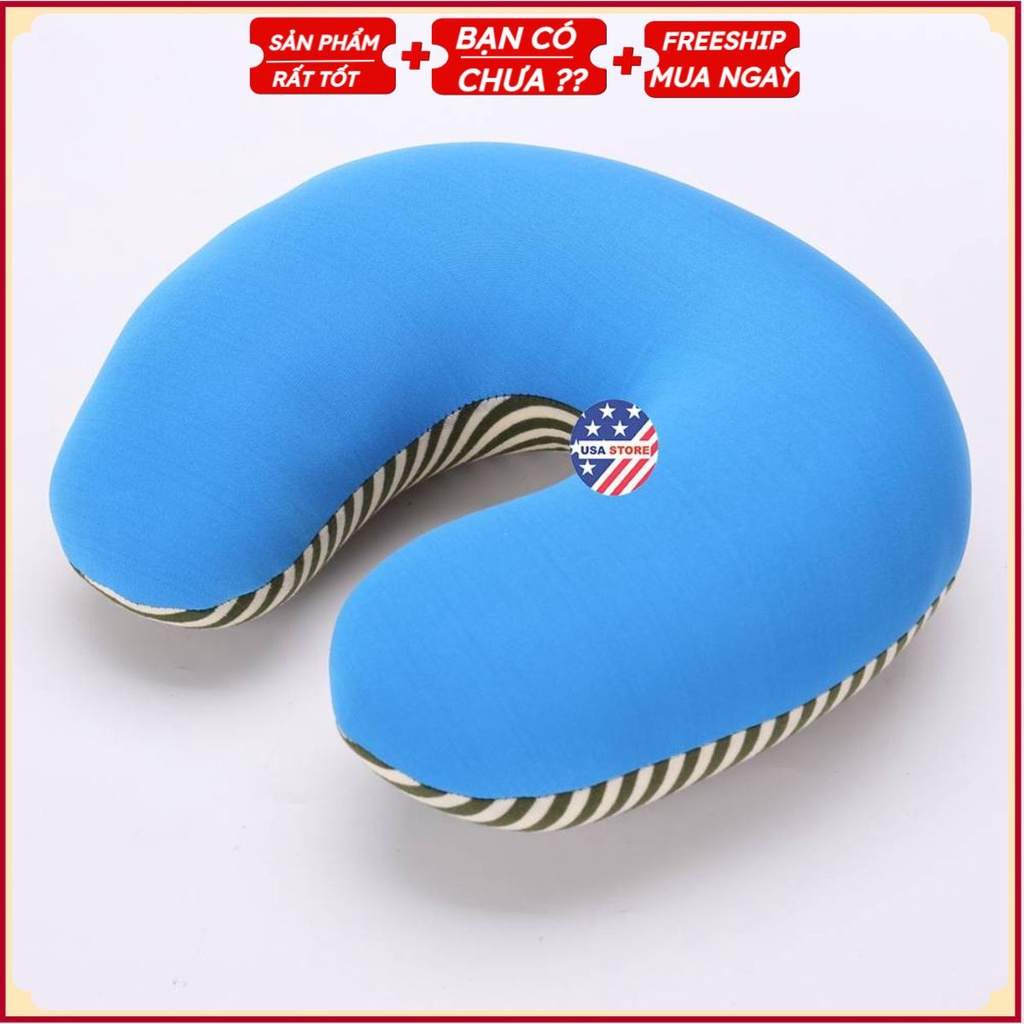 Gối Chữ U Mềm Họa Tiết Sọc Cao Cấp