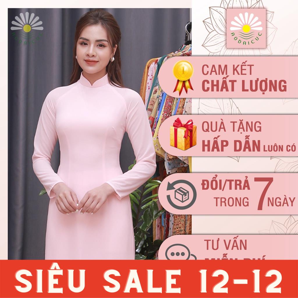 Áo dài truyền thống, màu hồng phấn, lụa chiffon cao cấp, không nhăn, không xù - T08