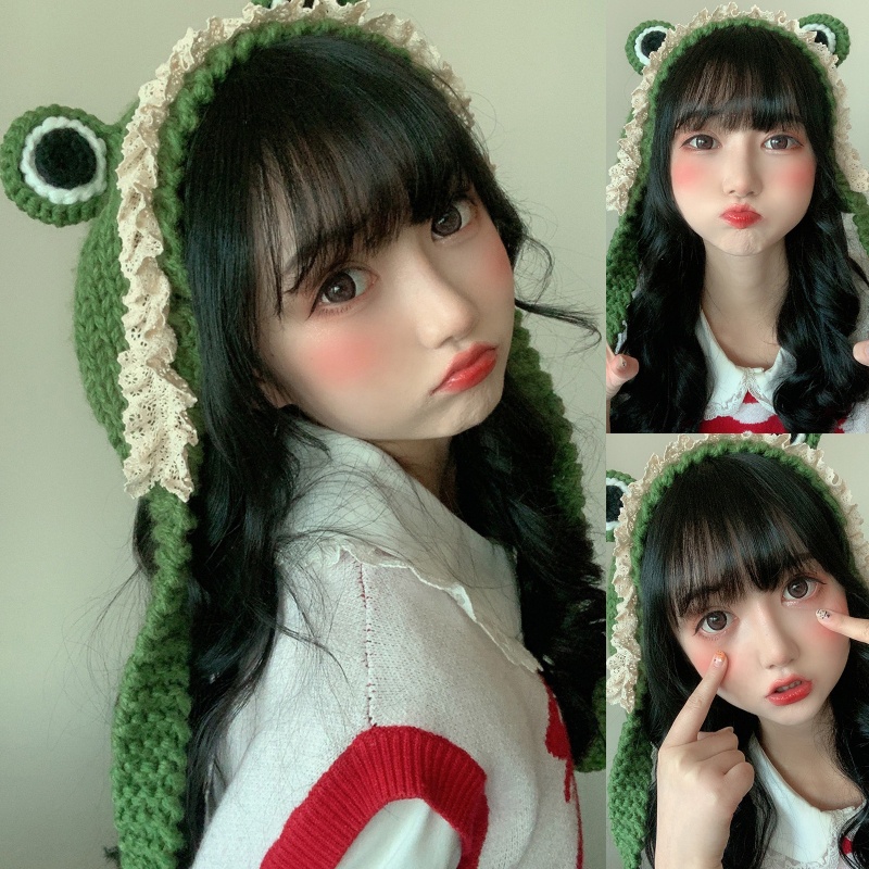 Mũ beanie Trùm Đầu Đính Chú Ếch Dễ Thương Phong Cách Hip Hop