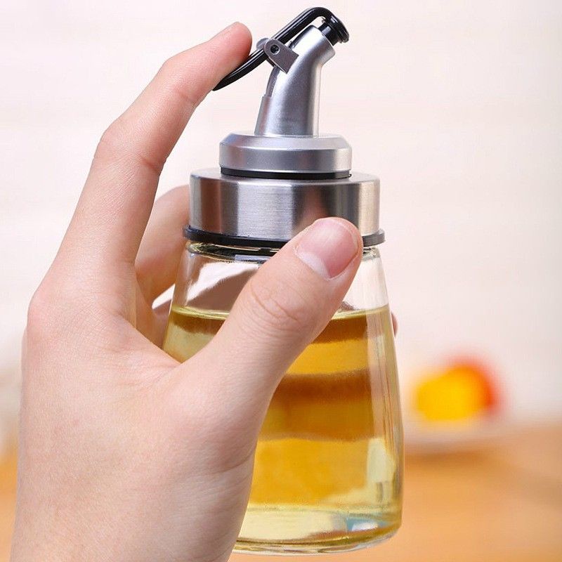 Chai Lọ Bình Đựng Dầu Ăn Thủy Tinh 160ML đến 500ML Vòi Rót Bấm Tay Chia Vạch Trong Nhà Bếp