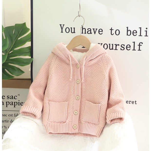 💕Áo khoác len lót lông 3 màu dày đẹp cho bé, áo khoác cho bé gái cực xinh💕