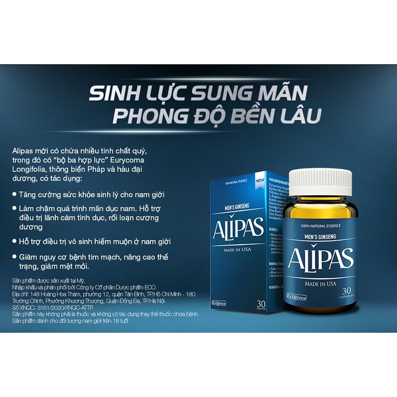 Sâm Alipas - Men’s Ginseng Alipas - Tăng cường sinh lực phái mạnh - BN032