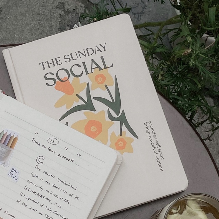 Sổ tay A5 CRABIT kẻ ngang 130gsm thích hợp vẽ màu nước, bullet journal - HOA BE Sunday Social