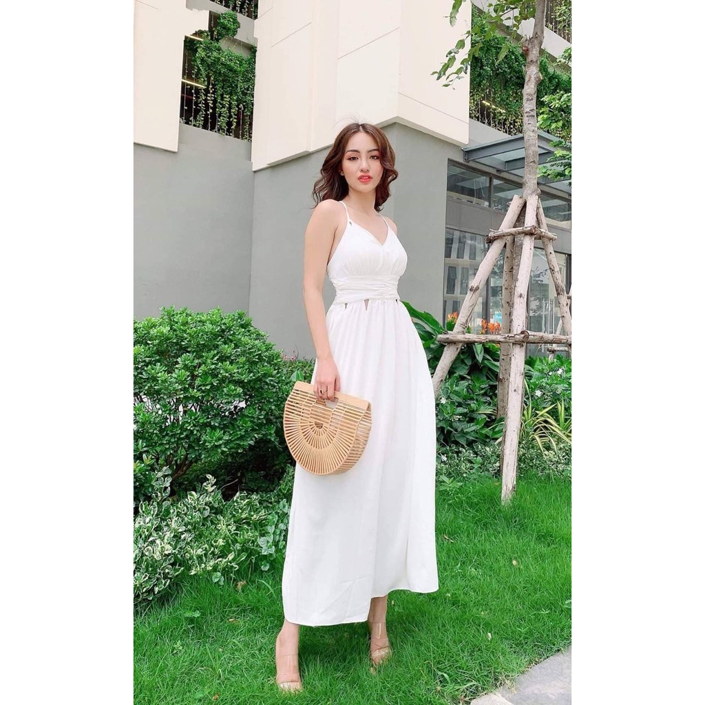 [ẢNH THẬT] Đầm Maxi Trắng Cách Điệu Eo Lạ Mắt | BigBuy360 - bigbuy360.vn