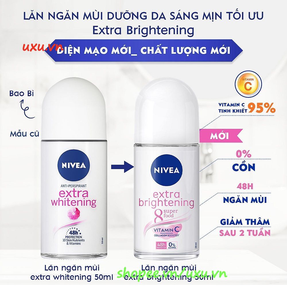 Lăn Khử Mùi Nữ 50ml Nivea Extra Brightening, Với uxu.vn Tất Cả Là Chính Hãng.