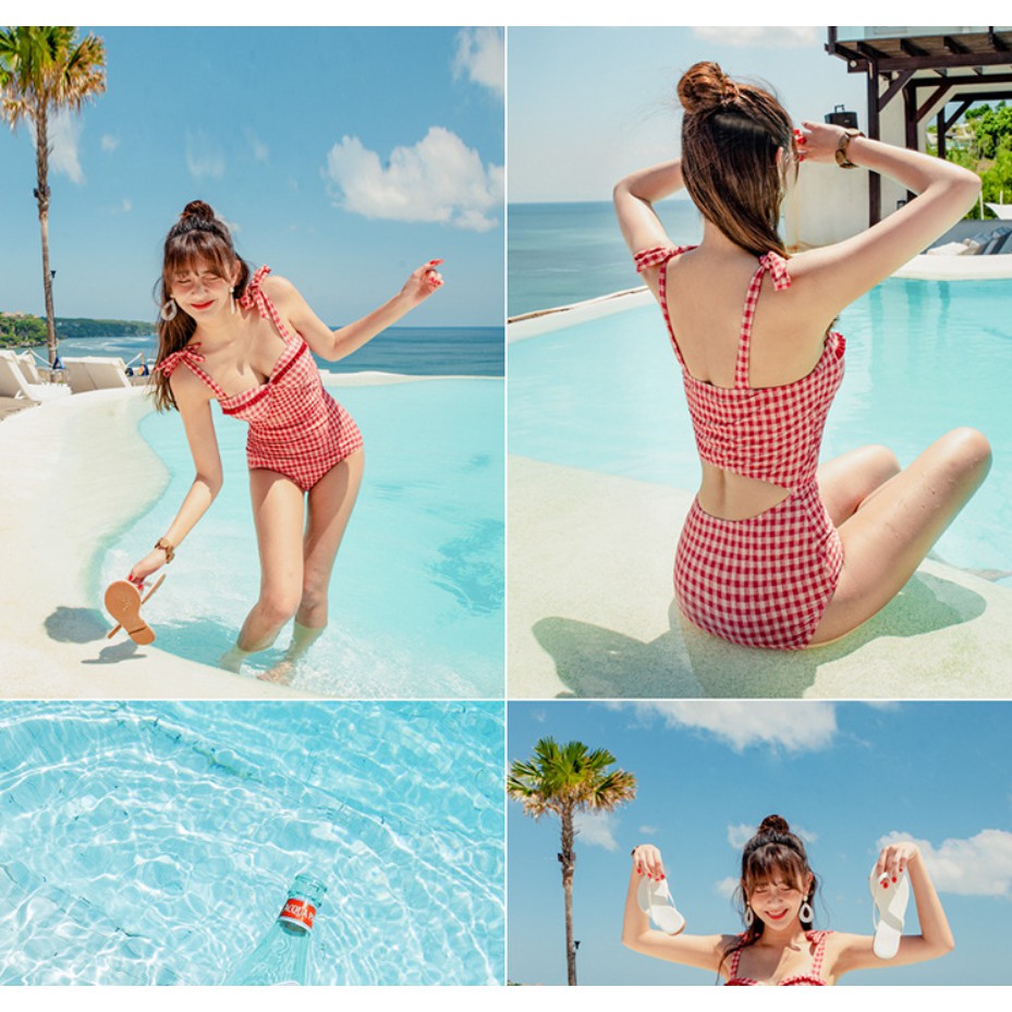 [Hàng có sẵn] BIKINI 1 MẢNH KHOÉT EO CARO TRẺ TRUNG | BigBuy360 - bigbuy360.vn