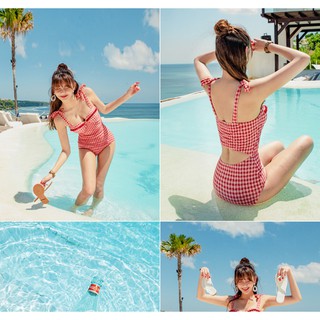 [Hàng có sẵn] BIKINI 1 MẢNH KHOÉT EO CARO TRẺ TRUNG