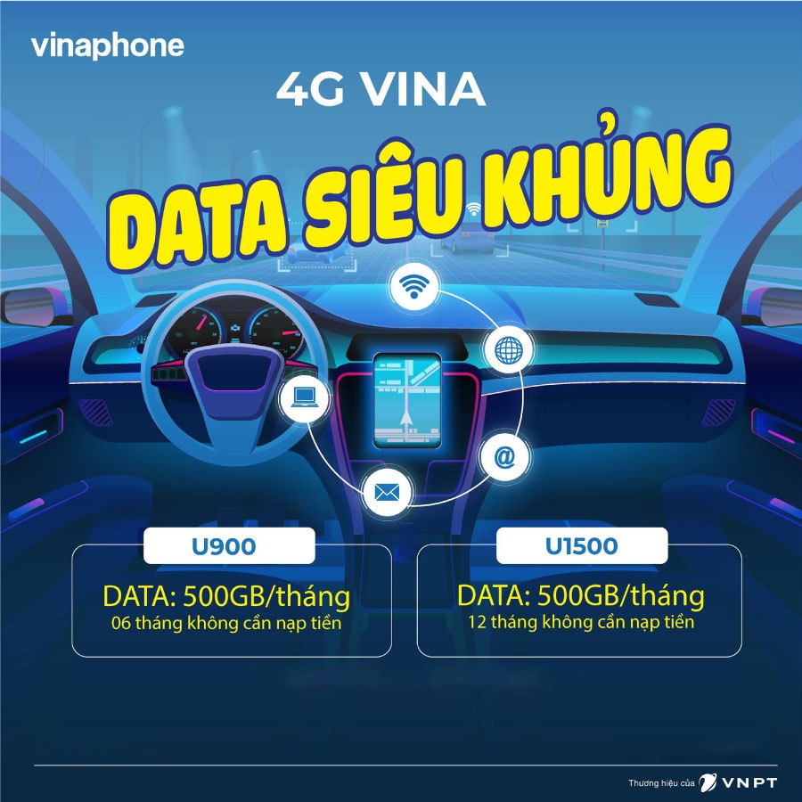 Sim 4G Vinaphone VD149 Data 120Gb, VD89/Fhappy 60Gb/tháng BIG50Y U1500 Max Băng Thông 500Gb/Th. D500/D500T 5gb/tháng