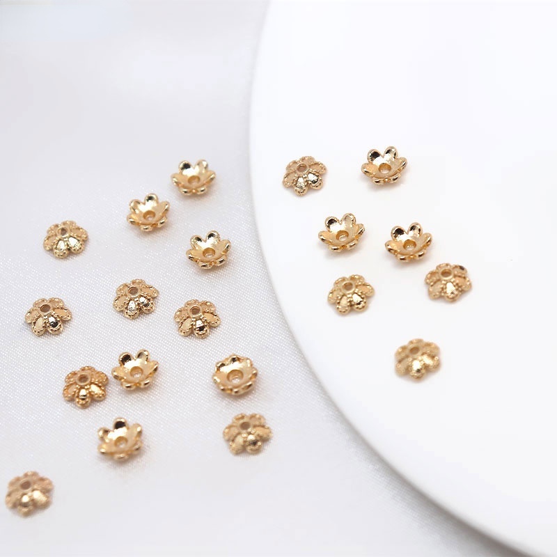 Hạt Xâu Trang Sức Hình Bông Hoa Bằng Đồng 14K 6MM diy