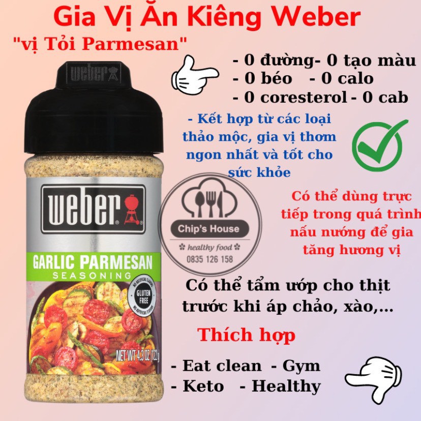 GIA VỊ ĂN KIÊNG WEBER  cho người eat clean, gym, diet, keto, ăn kiêng, tiểu đường