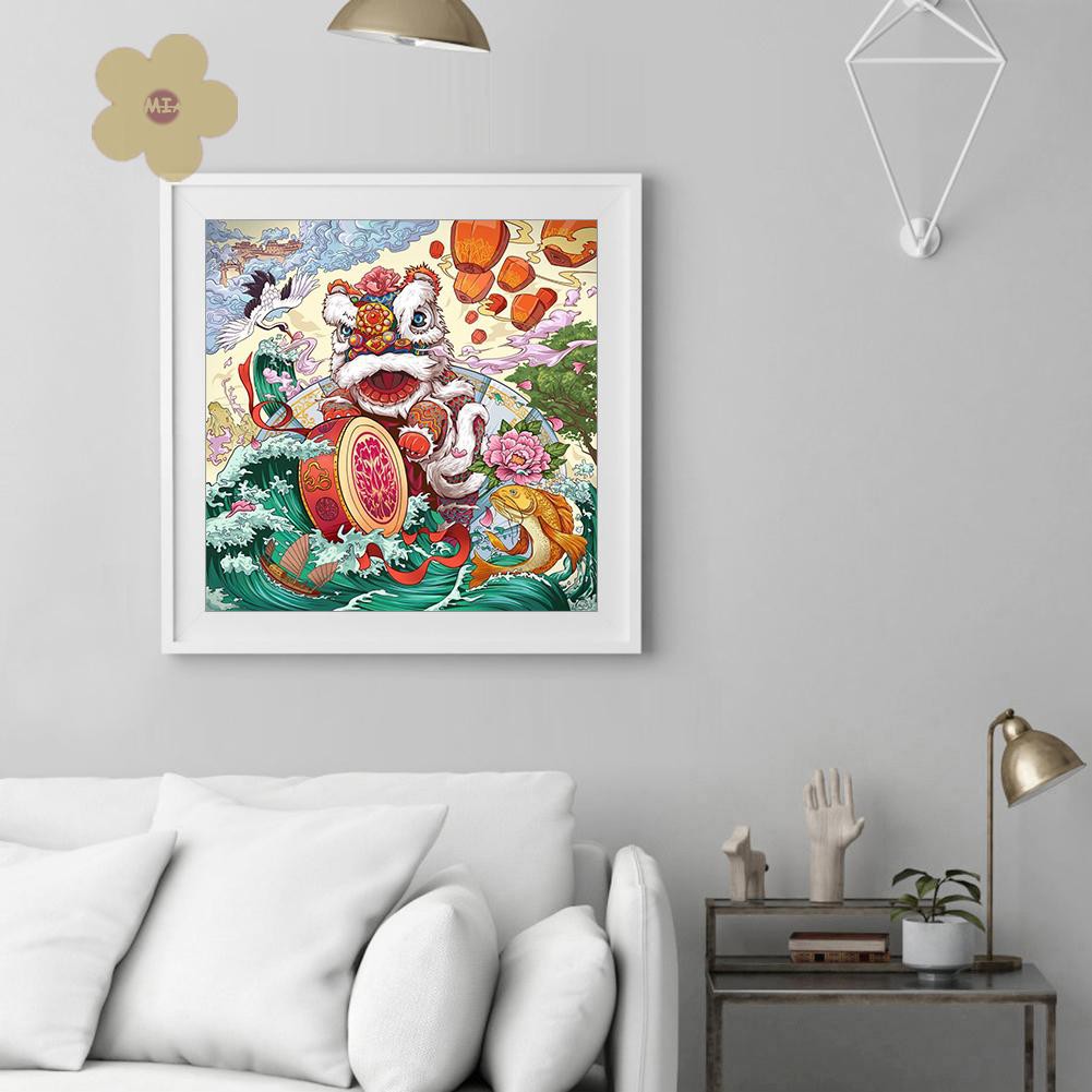 Bộ Tranh Đính Đá 5d Tự Làm Hình Sư Tử Nhảy Múa