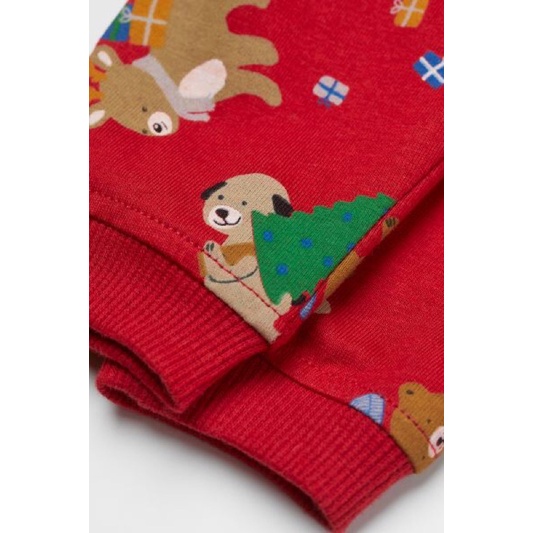 Set bộ bé trai dài tay ấm áp họa tiết Noel màu đỏ săn sale US sz 6-9m