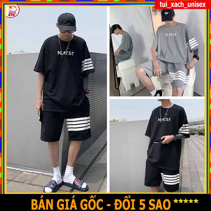 🌸 CHẤT ĐẸP MẶC MÁT 🌸 SÉT ĐỒ BỘ NAM PHỐI SỌC IN CHỮ THOM - QUẦN ÁO THUN LƯỚI MÈ NỮ CÓ TÚI LƯNG CÓ DÂY RÚT