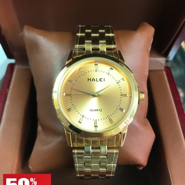 Đồng hồ nam Halei mặt vàng cực đẹp