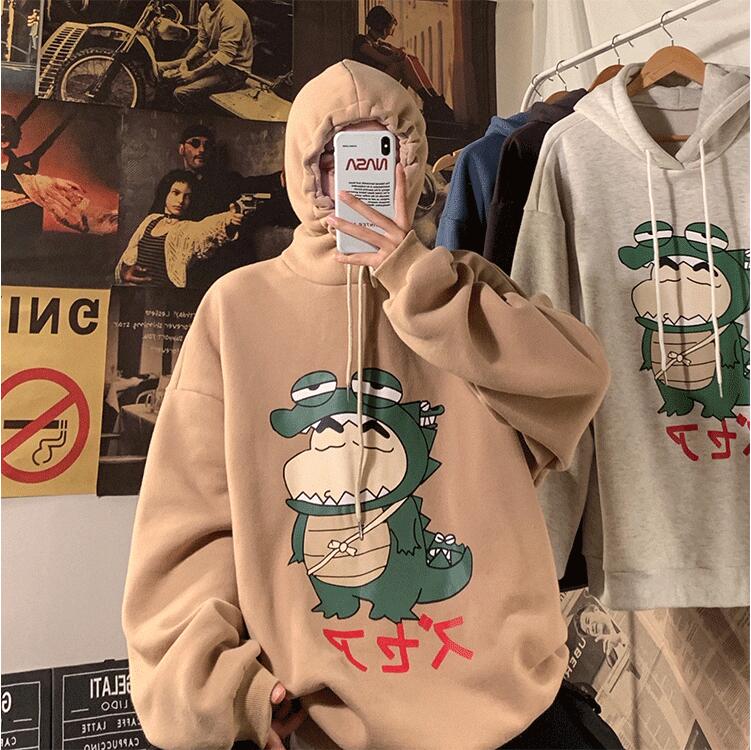 Áo sweater hoodie in hình khủng long dáng rộng nhiều màu cho nam | BigBuy360 - bigbuy360.vn