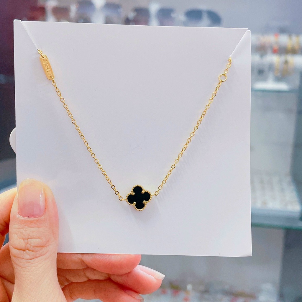 Lắc Tay Cỏ 4 Lá 2 Mặt 2 Màu Titan Ko Đen TT 4413