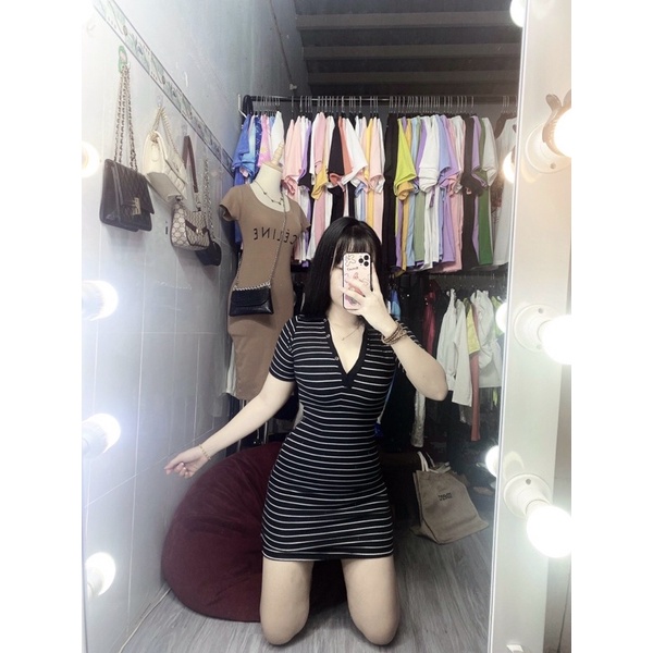 BODY SỌC NGAVÁY N TAY NGẮN TRẺ TRUNG♥️ VÁY POLO SỌC NGAN 💜u