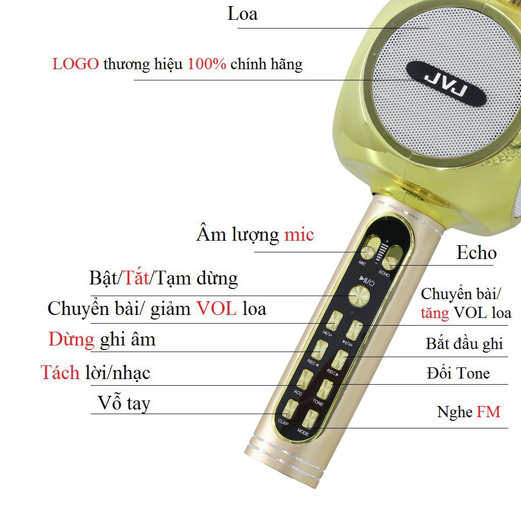 ( [gia soc] ) Micro không dây Karaoke JVJ YS-90 Bluetooth - Hỗ trợ ghi âm ( 18 )